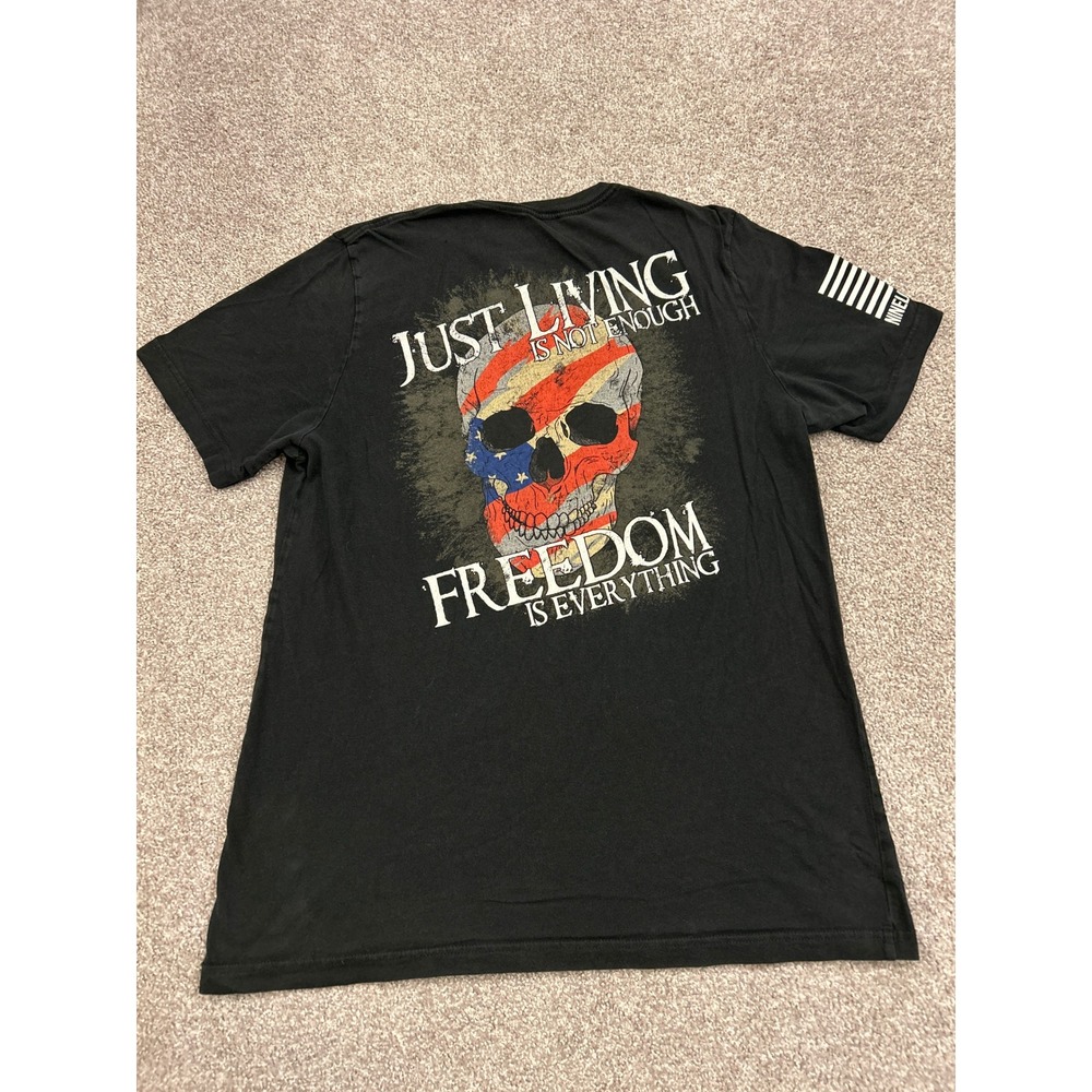 Nine Line Apparel Graphic Tee Mens L Black Excellent Freedom Skull American Flag